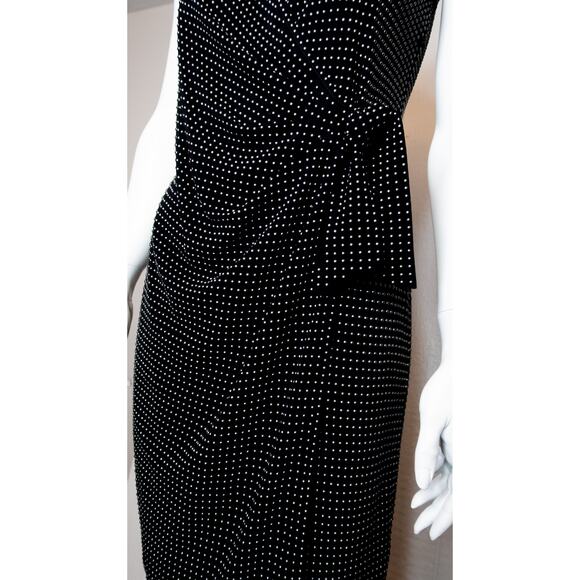ST. JOHN Vintage '90s Silver Studded Polka Dot Black Wrap Dress NWT US 2 - Picture 4 of 9